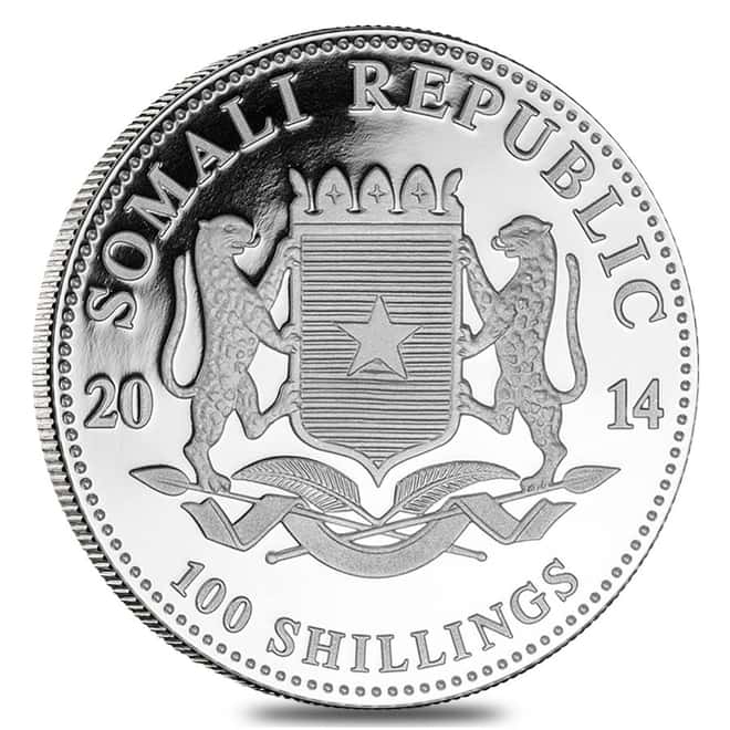 2014 1 oz Somalian Silver African Elephant Coin .999 Fine