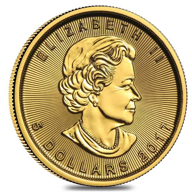 2017 1/10 oz Canadian Gold Maple Leaf $5 Coin .9999 Fine BU (Sealed)