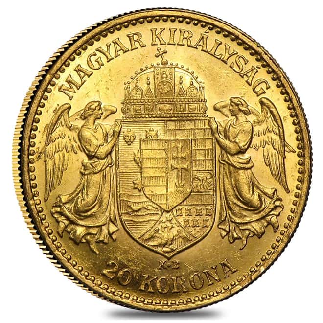 1892-1915 Hungary Gold 20 Korona XF/AU (Random)