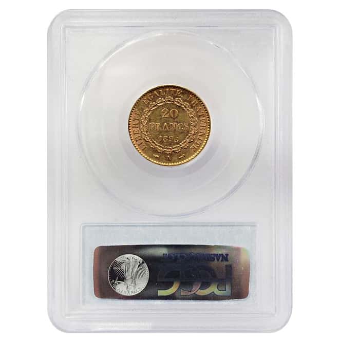 1896-A France 20 Francs Gold Lucky Angel PCGS MS62
