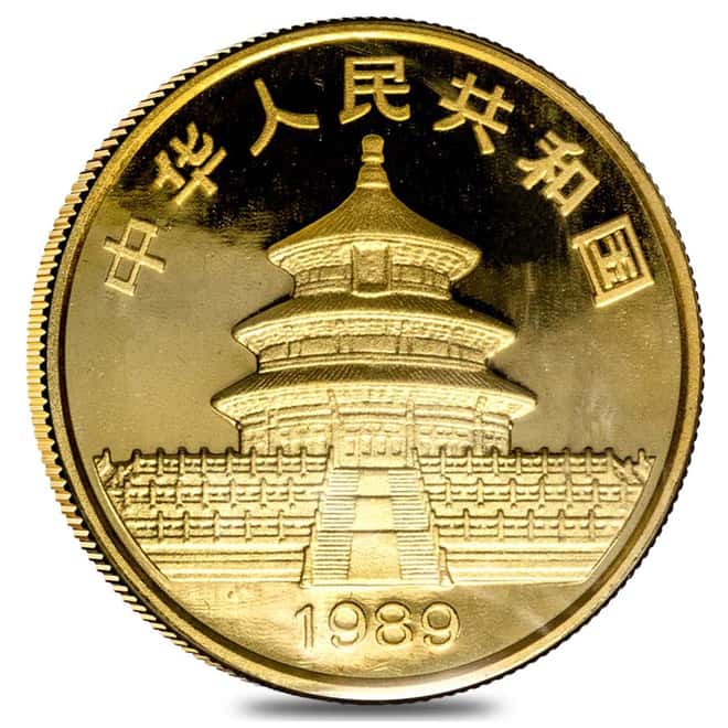 1989 1 oz Gold China Panda 100 Yuan Coin Large Date BU (Sealed)
