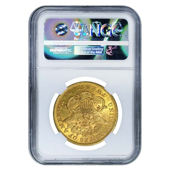 1876 S $20 Liberty Head Gold Double Eagle Coin NGC AU 55