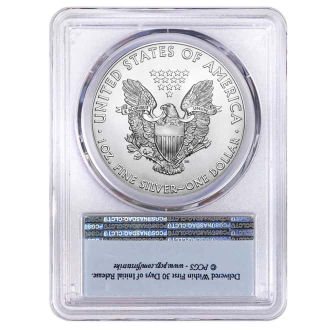 2017 1 oz Silver American Eagle $1 Coin PCGS MS 70 First Strike (Flag Label)