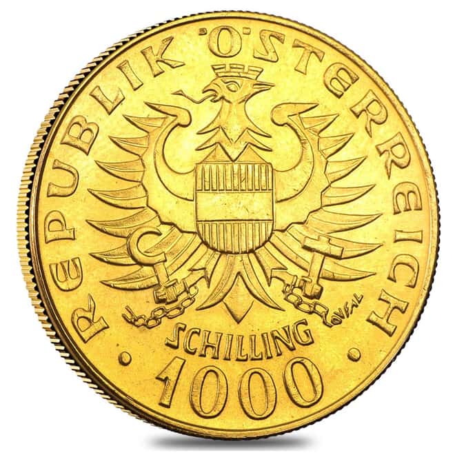 1976 Austria Gold 1000 Schilling BU