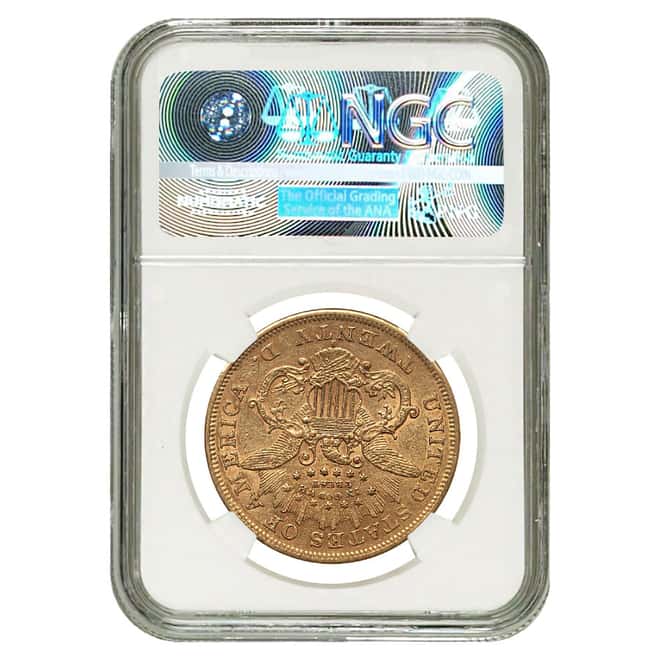 1876 S $20 Liberty Head Gold Double Eagle Coin NGC AU 53