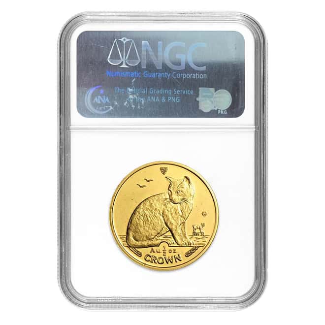 1990 Isle of Man 1/2 oz Gold New York Alley Cat NGC MS 68