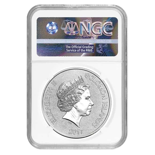 2017 1 oz Silver JFK Solomon Islands NGC MS 69 FDOI First Day of Issue (JFK Signature Label)