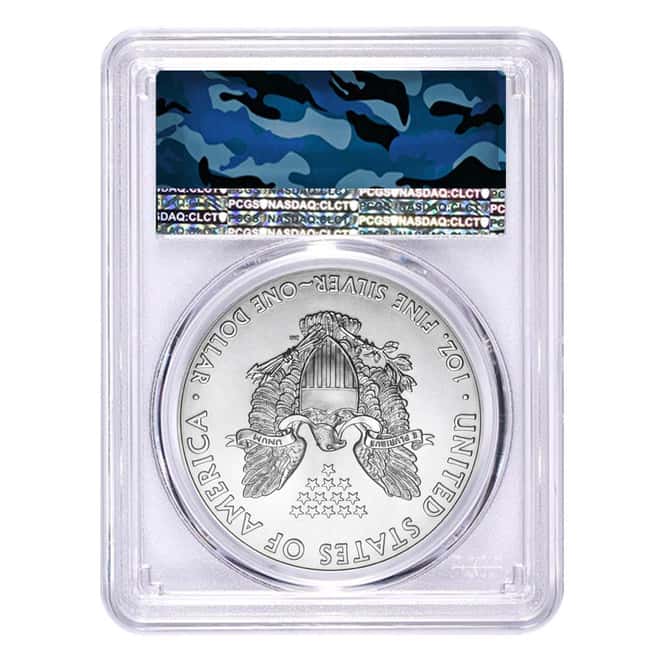 2017 1 oz Silver American Eagle $1 Coin PCGS MS 70 First Strike (Aquatic Army Camo)