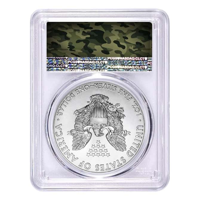 2017 1 oz Silver American Eagle $1 Coin PCGS MS 70 First Strike (Forest Army Camo)