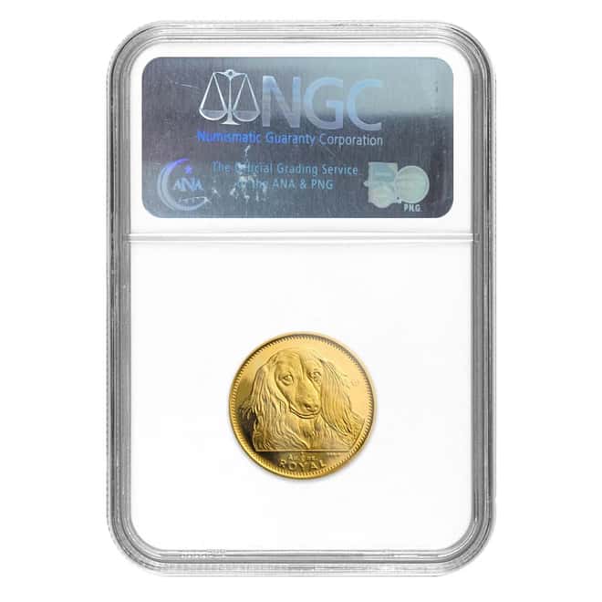 1993 Gibraltar 1/5 oz Gold Coin - Long Haired Dachshund NGC MS 67