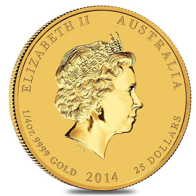 2014 1/4 oz Gold Lunar Year of The Horse BU Australia Perth Mint In Cap