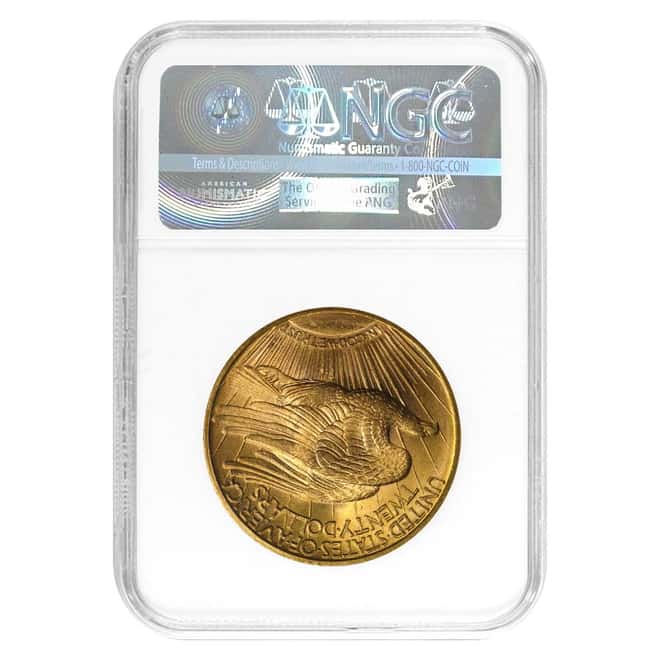 1922 $20 Gold St. Gaudens Double Eagle Coin NGC MS 65