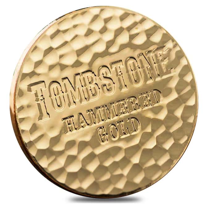 1 oz Tombstone Hammered .9999 Gold Round w/ COA BU