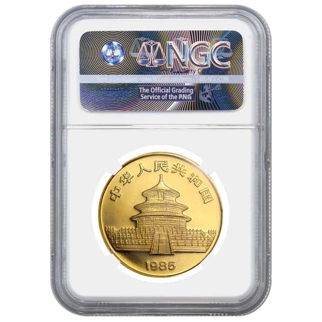 1985 1 oz Gold China Panda 100 Yuan NGC MS 66