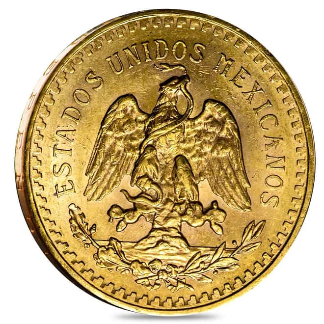1921 50 Pesos Mexican Gold Coin AU