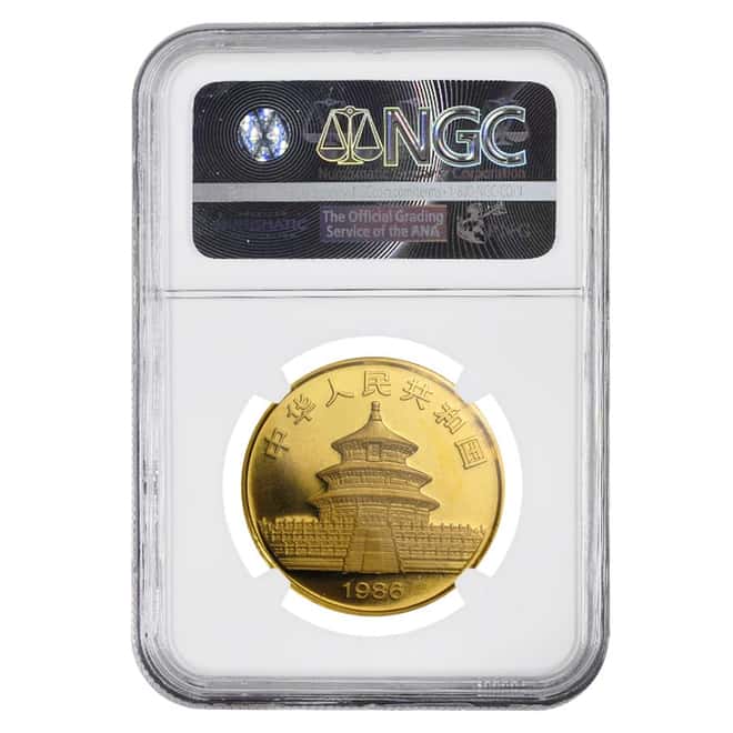 1986 1 oz Gold China Panda 100 Yuan Coin NGC MS 66