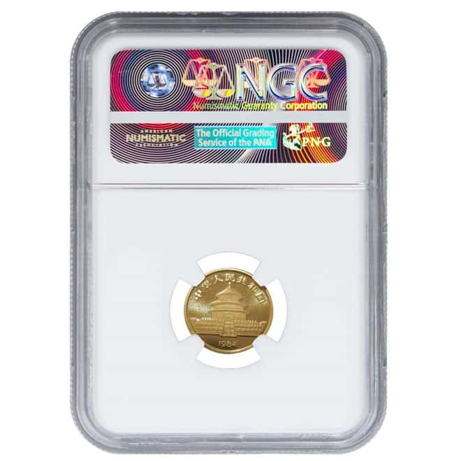1984 1/10 oz China Gold Panda 10 Yuan NGC MS 68 