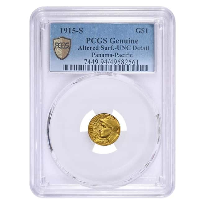 1915-S $1 Panama Pacific Exposition Comm. Gold Coin PCGS UNC Detail