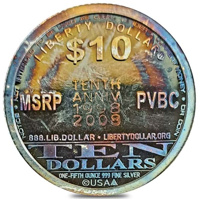 2008 1/5 oz NORFED Liberty Dollar Silver Round .999 Fine