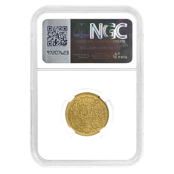 AH1343//14 India Ashraf Hyderabad Gold Coin NGC MS 62