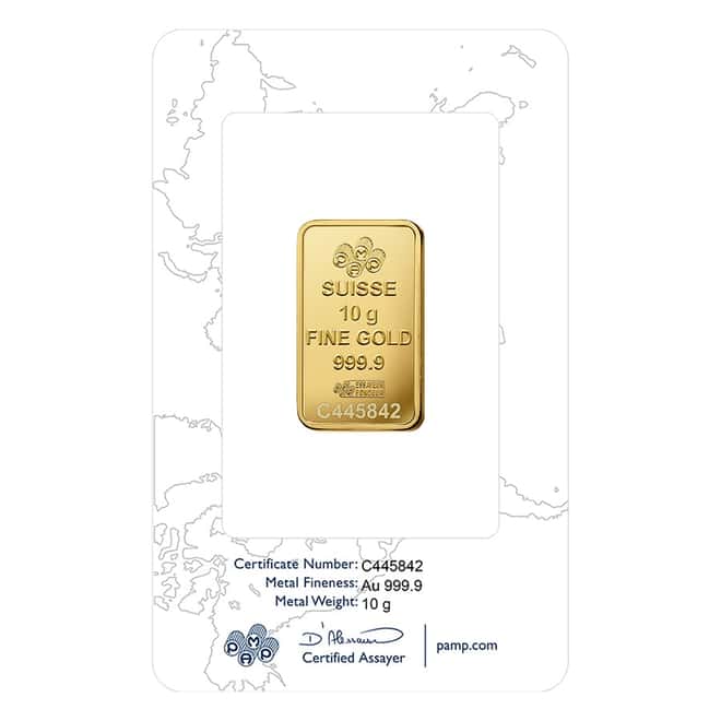 Box of 25 - 10 gram PAMP Suisse Rosa Gold Bar .9999 Fine (In Assay)