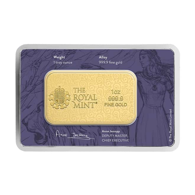 1 oz Great Britain Una and the Lion Landscape Gold Bar