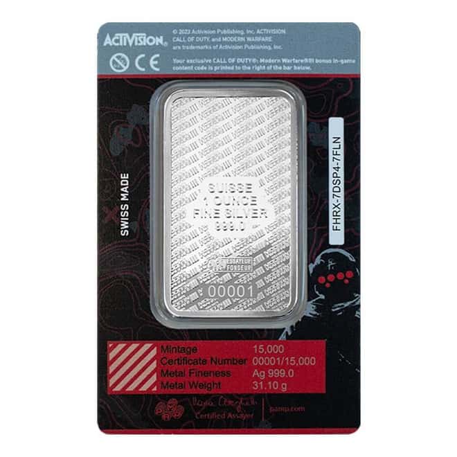 1 oz PAMP Call of Duty Modern Warfare III Silver Bar (w/ Frame)