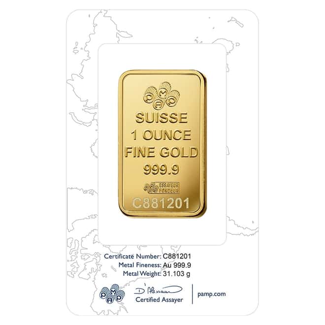 Box of 25 - 1 oz PAMP Suisse Rosa Gold Bar .9999 Fine (In Assay)