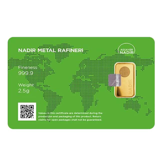 2.5 gram Nadir Refinery Gold Bar .9999 Fine (In Assay)
