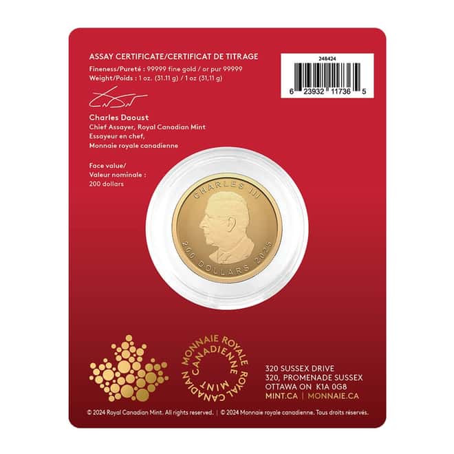 2025 Canada 1 oz Our Purest Maple Leaf Gold Coin .99999 Fine (in Assay)