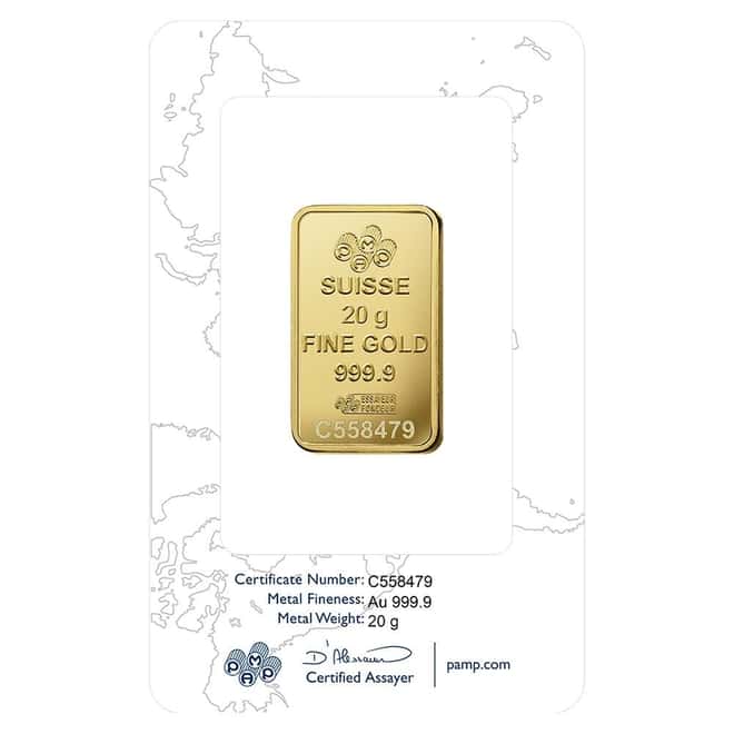 20 Gram PAMP Suisse Rosa Gold Bar .9999 Fine (in Assay)