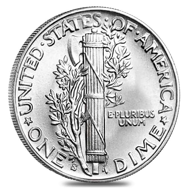$5 Face Value Mercury Dimes 90% Silver 50-Coin Roll AU