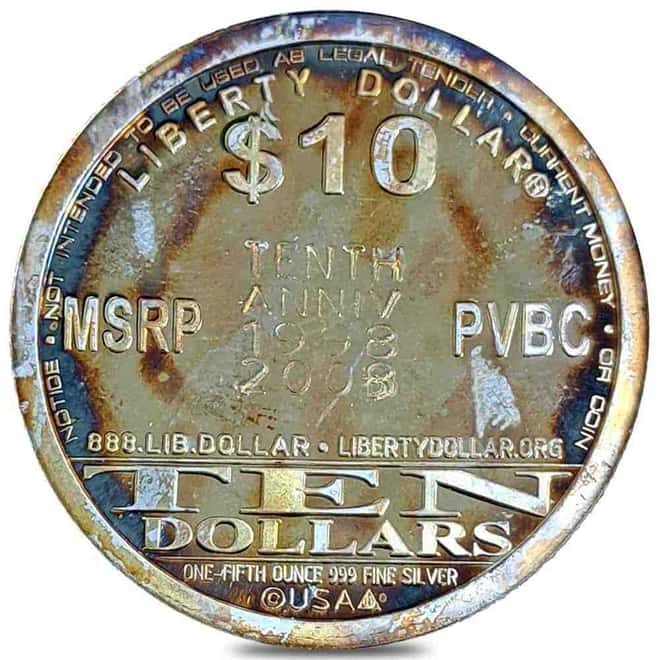 2008 1/5 oz NORFED Liberty Dollar Silver Round .999 Fine