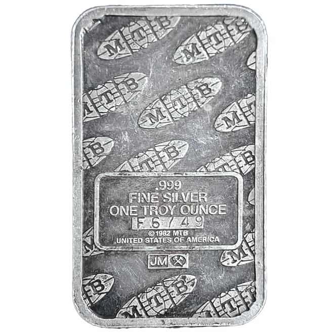 1 oz Johnson Matthey MTB Statue of Liberty Silver Vintage Bar .999 Fine