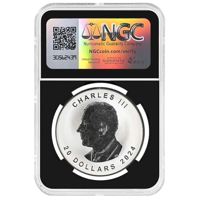 2024 1 oz Canadian Silver Maple Leaf Pulsating Forest Fields Ultra High Relief NGC Reverse PF 69