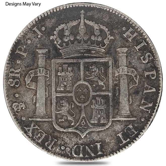 Bolivia 8 Reales Charles IV Silver Coin Circ (1791 - 1808, Random Year)