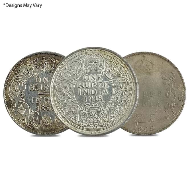 British India Silver 1 Rupee Coin Circulated ASW .3438 oz (Random Design)
