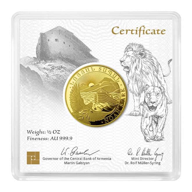 2024 Armenia 1/2 oz Gold Noah's Ark 25000 Dram Coin BU