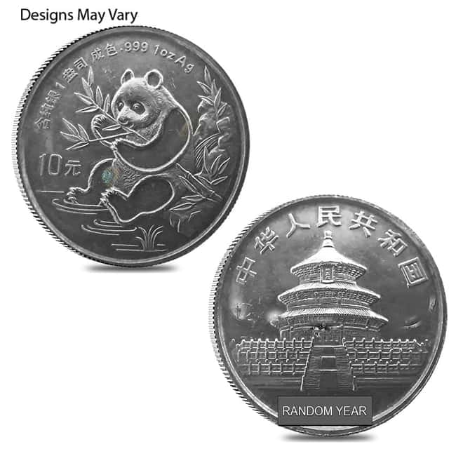 1 oz Chinese Silver Panda Random Year (Milky, Scruffy, Damaged, Cleaned)