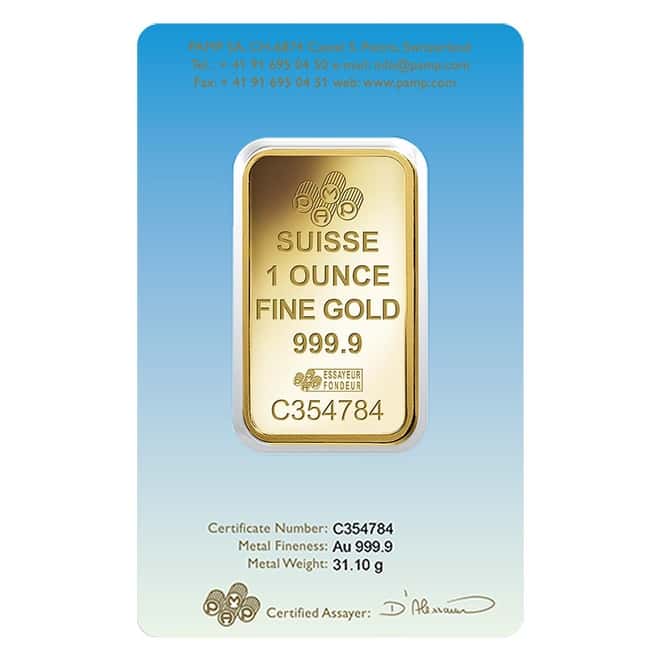 Box of 25 - 1 oz PAMP Suisse Gold Bar - Romanesque Cross (in Assay) .9999 Fine