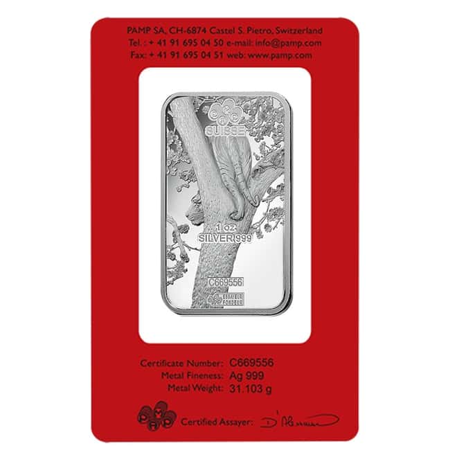 1 oz PAMP Suisse Year of the Tiger Silver Bar (In Assay)