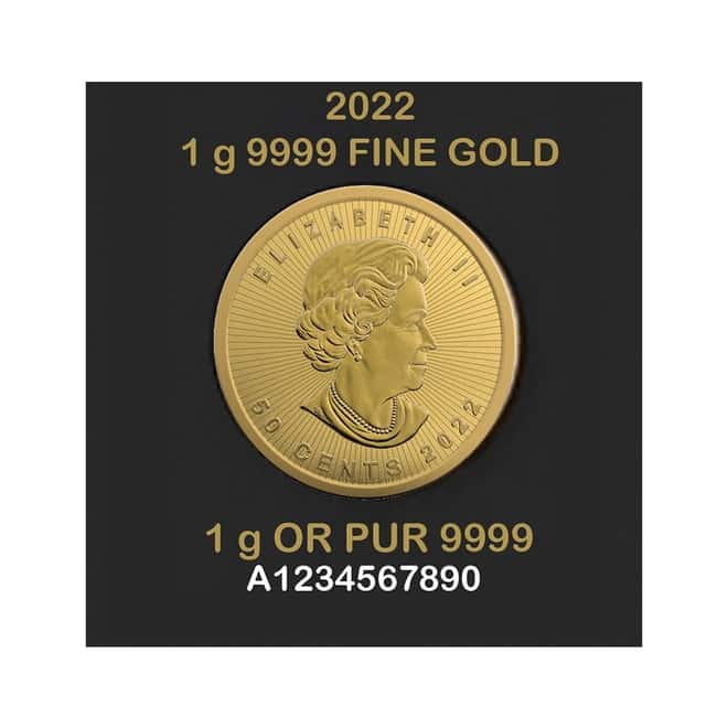 2022 1 gram Canadian Gold Maples $.5 Coin .9999 Fine - Maplegram25™