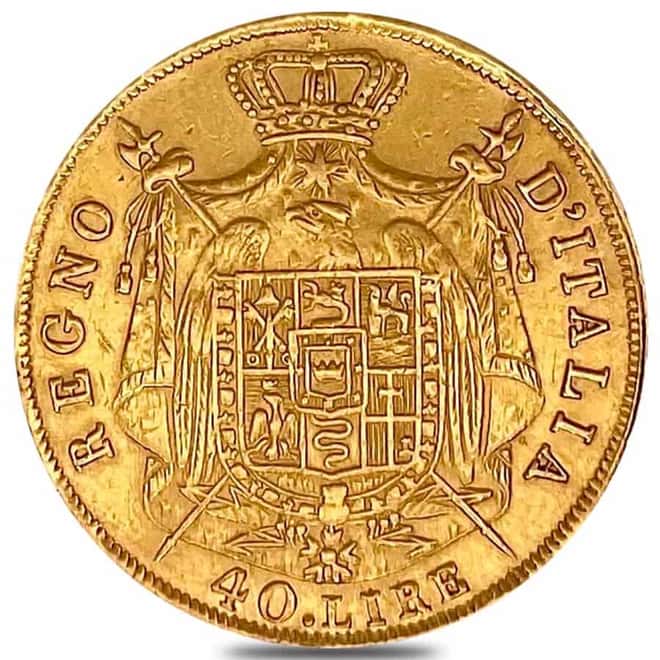 Italian States 40 Lire Napoleon I Gold Coin Ex Jewelry AGW .3734 oz (Random Year, 1807-1814)