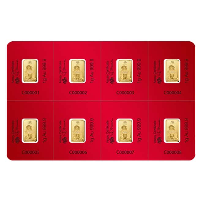 8x1 gram Gold Bar PAMP Suisse Lunar Dog Multigram+8 (In Assay)