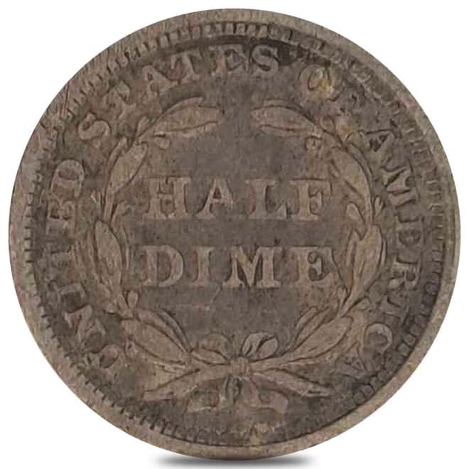 1837-1873 Seated Liberty Half Dime 5C Silver Coin Circ (Random Year)