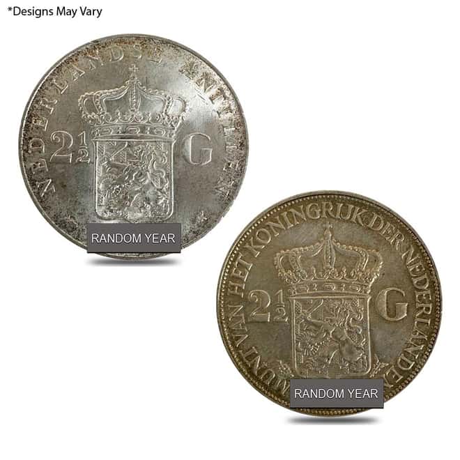 Netherlands 2 1/2 Gulden Silver Coin Avg Circ ASW .5787 oz (Random Year)