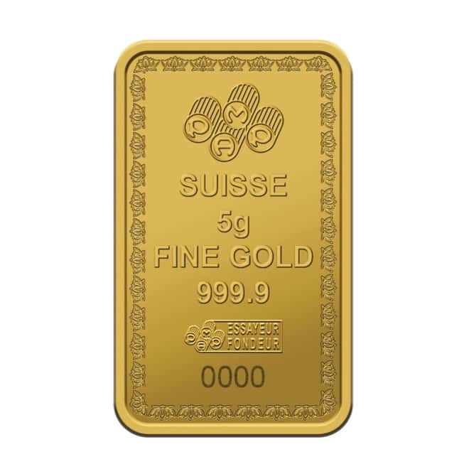 5 gram PAMP Suisse Diwali Lakshmi Gold Bar .9999 Fine (In Assay)