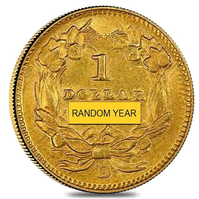 $1 Gold Indian Princess Head Type 3 Ex-Jewelry (Random Year, 1856-1889)