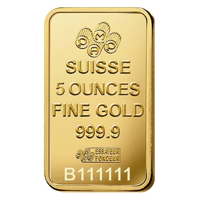 NOT VERISCAN - 5 oz PAMP Suisse Lady Fortuna Gold Bar .9999 Fine (In Assay)
