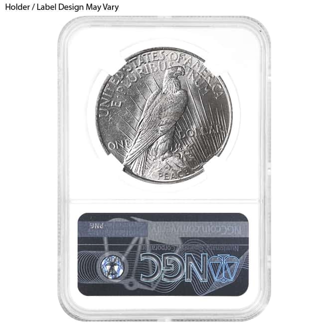 Peace Silver Dollar $1 NGC MS 62 (Random Year, 1922-1935)